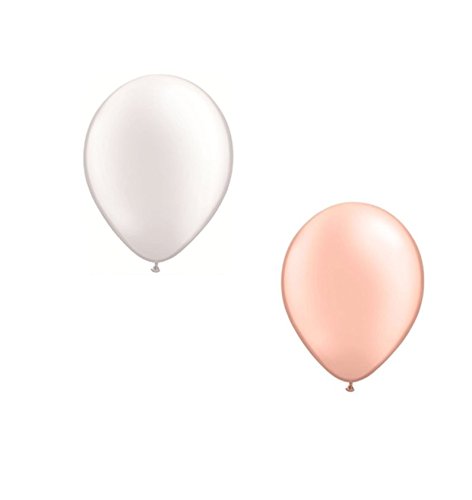 DeCoArt... 50 Latexballons Luftballons je 25x metallic pfirsich und metallic weiß ca. 28 cm Durchmesser und ein weißes Aufblasventil sowie ein DeCoArt...Infoblatt