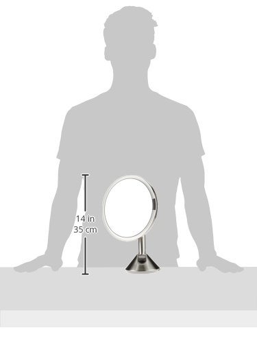 simplehuman Edelstahl, Netzteil, Kabel Wandhalterung Sensor Spiegel mit 5-fach Vergrößerung, Silber - 9