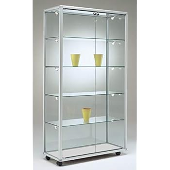 MHN breite Moderne beleuchtete Glasvitrine Ausstellung abschließbar 80