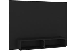 vidaXL Mueble de TV de Pared Soporte Mobiliario Armario Aparador Estante Salón Sala de Estar Dormitorio Decoración Contrachapada Negro 120x23,5x90 cm