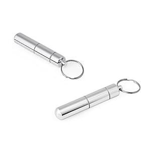DSstyles portátil caja palillo de dientes soporte ligero tamaño de bolsillo de aleación de aluminio palillo de metal llavero – plata para regalo del día de padre