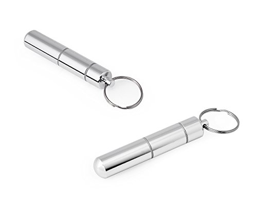 DSstyles Portable Metall Zahnstocher Halter Leichten Aluminium Legierung Tasche Größe Zahnstocher Box Schlüsselanhänger – Silber, Idear Geschenk für Weihnachten, Geburtstag, Business - 2