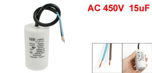 sourcingmap® Motor Kondensator Kondensatormotor 15uF CBB60 AC 450V mit 2 Anschlussdrähte - 2
