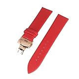 Echtes Leder Rose Gold Schnalle Armband weichen dünnen uhrenarmband geeignet für longines 12-18mm 20mm 22mm Strap Uhren Rosegold red 14mm