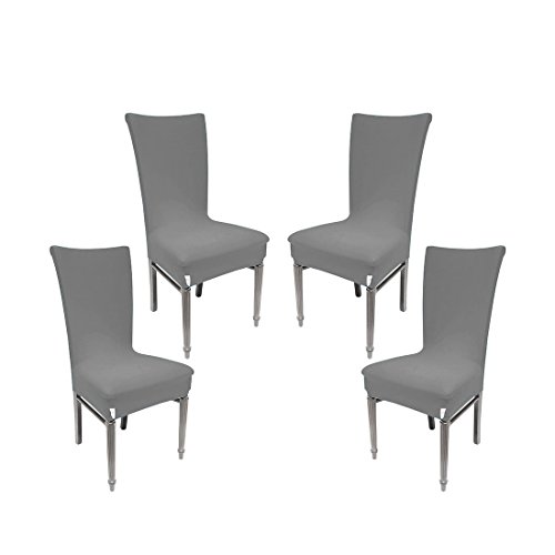 Qool24 Jersey Stuhlhussen 4er Pack Stuhlbezug viererpack Stuhlhusse Stuhlüberzug in 12 Farben Anthrazit