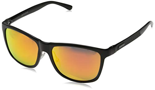 PAERDE Unisex Retro Al-Mg Metal Frame Polarized Gafas de sol para hombres Mujeres (Negro&Lente roja)