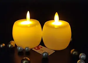 SATYAM KRAFT Apple Shape Flame Less LED Candle with Dancing Flame - Yellow Color (2 Pieces)