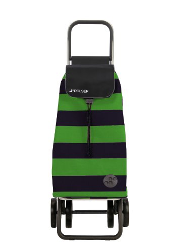 Rolser Pack Lido Logic Dos+2 - Carro de Compra Plegable de 4 Ruedas, Color Verde y Negro
