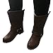 Produktbild TianWlio Stiefel Frauen Herbst Winter Schuhe Stiefeletten Boots Retro Gürtelschnalle Schuhe Mittelrohrstiefel Reißverschluss Flascher Absatz Stiefel Braun 35