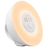 Alarm Clock Wake-Up Light**Upgraded**, Hotweild 7 Colors Bedside Wake-Up Light FM Radio LED Display Touch Control Electronic Alarm Clock[Snooze Mode and 6 Natural Sounds ] with Sunrise Sunset Simulator Mode