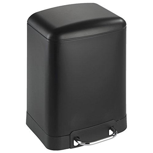 WENKO 21767100 Treteimer Studio Easy-Close 6 Liter - Absenkautomatik, Fassungsvermögen 6 L, Stahl, 23 x 32 x 22.5 cm, Schwarz