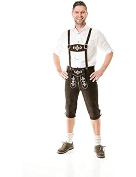 Almwerk Herren Trachten Lederhose Kniebund oder kurz Modell Almhirsch in schwarz oder braun