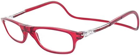 Unisex Adjustable Front Magnetic Connect Portable Reading Glasses Reader Hanging Around Neck (red, 1.5)