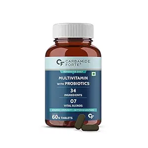 Carbamide Forte Multivitamin Tablets for Men & Women with Probiotics | Multivitamin supplement with 34 Ingredients - 60 Tablets