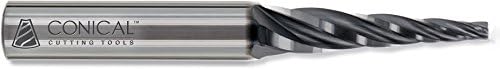 Conical Tool Company D-609C 4.0° Carbide Tapered End Mill - 3 Flute x 3/8'' Tip x 0.6897'' Large Diameter x 3/4'' Shank x 2 1/4'' Length of Cut x 4'' Overall Length