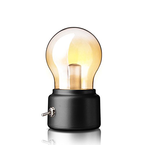 Preisvergleich Produktbild LED Nachtlicht / Nachttischlampe / Tischlampe , Aufladbar Batterie USB Birnen, Retro Englisch Stil Mini-Stimmungslicht für Nachtbeleuchtung, Schlafzimmer, Wohnzimmer, Babyzimmer, Couchtisch, Bücherregal. Größe 4,3 inch (Schwarz)