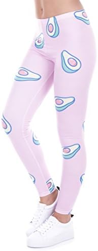 Yombre Jazzy Pattern Leggings - Various Designs &amp; Colours - Super Soft Spandex - 8/10/12 (Pink Avocado)