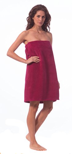 Saunakilt kurz, 70 cm lang und 150 cm breit, Farbe fuchsia, zum Knöpfen und mit Gummizug, Außenseite kuschelige Microfaser Innenseite saugstarke Baumwolle, von Morgenstern - 3