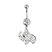 Tinksky Elephant Style Women Belly Navel Ring Dangle Bar Stud (White)
