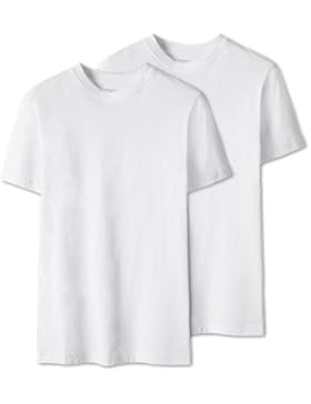 C&A Herren T-Shirt ohne Seitennaht 2-er Pack Rundhals aus Baumwolle weiß