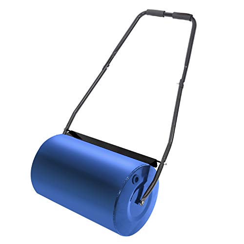Preisvergleich Produktbild HENGMEI Rasenwalze befüllbar Handwalze Gartenwalze Blau 57cm-Metall Handwalze Rasenroller gartenfräse rasenlüfter-32 cm Durchmesser, 46 l Füllvolumen (Blau)