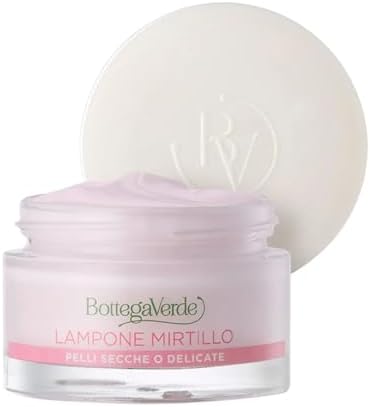 Bottega Verde - Crema Viso Idratante, 50 ml, Idrata e Nutre in Profondità, con Lampone e Mirtillo, per Pelli Secche o Delicate