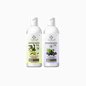 PuriFlame 100% Pure Avocado Oil 50ML & Grapeseed Oil 50ML Combo For Rapid Hair Growth, Anti Hair Fall, Split Ends & Promotes Softer & Shinier Hair (Pack Of 2)