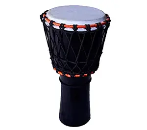 Star Musical and Handicraft - 8 Inch Wooden Djembe with Bag and Belt- Black (8 x 16 Inches)