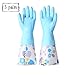 Produktbild Haushaltsreinigung Reinigungshandschuhe eingebaute Wildleder-Gummihandschuhe für Zuhause Küche Wäsche Geschirrbürste Schüssel Wasserdichte und haltbare Gummihandschuhe (3 Paare),Blue