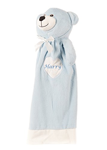 Personalised Baby Gift Large Puppet Comforter Blankie Bear Blue 50cm