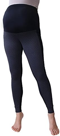 Maternity Leggings , Mirror Print Over bump,Gray, Black, No See Through Maternity Leggings (L, mirror print 1)