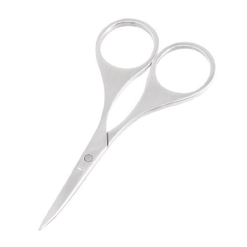 Silver Tone Makeup Curved Tip Stainless Steel Eyebrow Trimmer Hair Brow Scissors