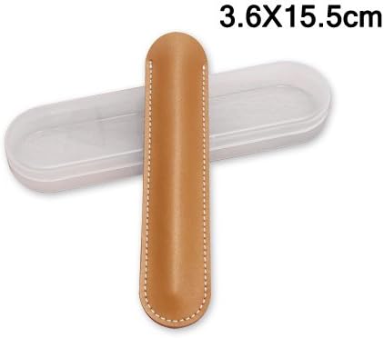 Shopready Luxury Leather Single Pen Holder Sleeve Case Pencil Pouch Gift for Students Office Lady and Business Man - Brown