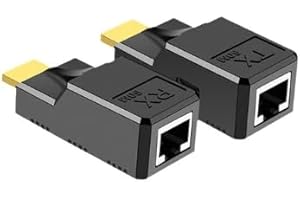 1080P HDMI auf RJ45 Extender Adapter 60M, BolAAzuL HDMI Extender 1080P 60Hz Netzwerkverlängerkonverter über Cat5e/6/7 Kabel bis zu 60M Videosender für Monitor PC Loptop HDTV Ethernet Extender