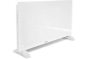 VONROC Termoconvettore Elettrico Smart 2500W – Pannello in Vetro con Display LED – Controllo WiFi tramite App Tuya Smart Life – Termostato 5–50°C – Timer – IP24 – Parete o Pavimento Bianco