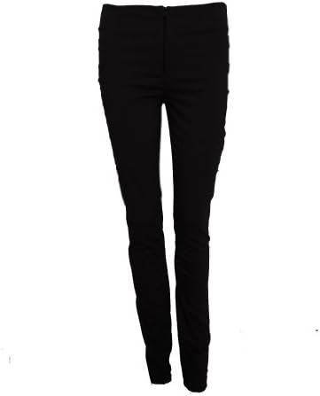 Girls School/Work Skinny Trousers With Zip &amp; pockets Stretch Bengaline 4 Colours (15-16, BLACK)