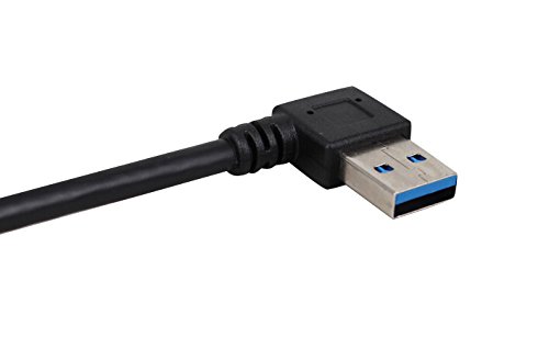 Smays Left Angle USB 3.0 Male to Female Extension Cable (7.9 inches = 0.2 Meter, Black) - 3