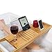 Produktbild Natural Bamboo Bath Caddy Bridge - Erweiterbare Luxusbuchablage Weinglashalter IPad Smart PhoneTray Für Ein Home-Spa-Erlebnis Erweiterung Der Seitenbadewanne
