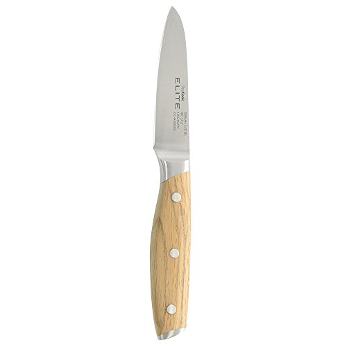 ProCook Elite Oak X70 Gemüsemesser mit dreifach vernietetem Griff aus Eichenholz, 9 cm