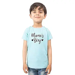 LIMIT Fashion Store - Mamas Boy Heart Kids Casual Printed Colored Cotton Gift T-Shirt(Boys) (11-12 Years, Sky Blue)