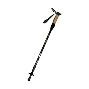 WSWJJXB Hiking Trekking Poles, Climbing Crutches, Aluminum Alloy Lightweight Telescopic Shock Absorbers, Straight Handle Cork (Color : Black)