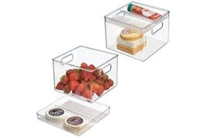mDesign Multi-Purpose Storage Box –Set of 2 - Perfect as a Refrigerator Box, Kitchen Storage or a Freezer Container - Made of Robust, Transparent Plastic - BPA-Free - Clear