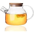 Glass Teapot Stovetop Safe,1000ML Clear Teapots with Removable Filter Spout,Teapot for Loose Leaf and Blooming Tea