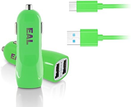 USB Type C Car Charger, Dual USB Bullet Car Charger with Type C USB Cable Sync &amp; Charge Travel Adaptor Charger 2 in 1 Pack for Samsung Galaxy A3(2017) , A5(2017) , A7(2017) and All Other Type C Supporting Devices (Green)