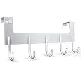 toallero puerta baño Resistente impermeable inoxidable anticorrosión organizador, hecho de acero inoxidable duradero, estos ganchos le permiten colgar elementos de forma segura sin ningún tipo de adhesivos