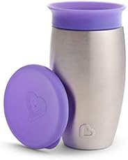 Munchkin Miracle Stainless Steel 360 Sippy Cup, 10 Ounce (Purple)