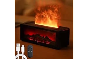 ZINUEEN Diffusori di Oli Aromatici per Camino, Elettrico, 7 Colori, Diffusore di Fiamme, Oli Essenziali, 150 ml, Umidificatore con Vapore Acqueo, Camino, Telecomando e Timer, Profumo per Ambienti Elettrici