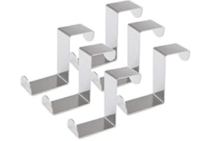 FOCCTS 6PCS Over Door Hooks 45MM Stainless Steel Reversible Hooks Cupboard and Drawer Hooks Coat Hooks Over Doors 1mm Thickness