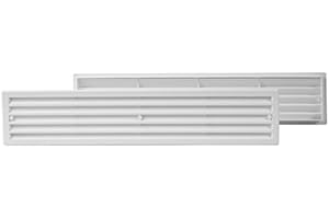 EUROPLAST 450x92mm Weiß Lüftungsgitter Tür-Gitter Abluftgitter Kunststoff ABS - Belüftungsgitter eckig
