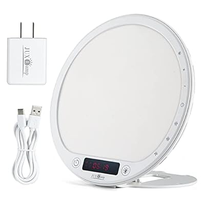 Juxlamp® Wake Up Light Therapy Sunrise Alarm Clock 10000lux Uv-free Sun Lamp Bio-clock Adjustment Portable Multiple Natural Ambient Sounds (psp-01)